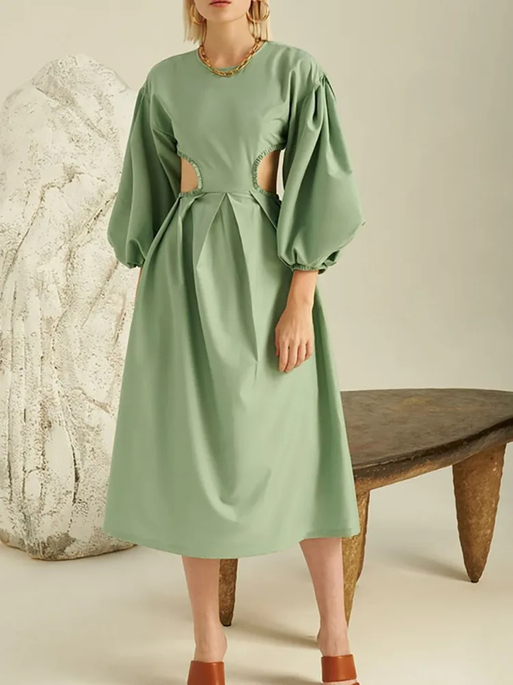 ¿Qué distingue a este vestido de lino de manga larga del resto?