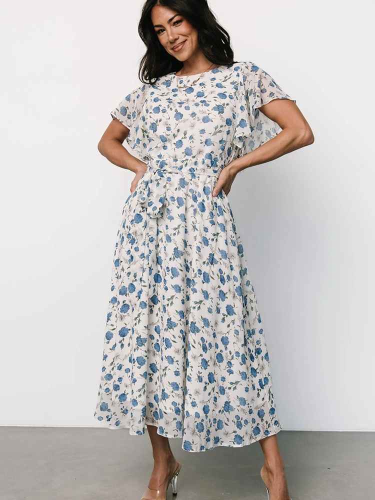 Vestido midi con estampado floral