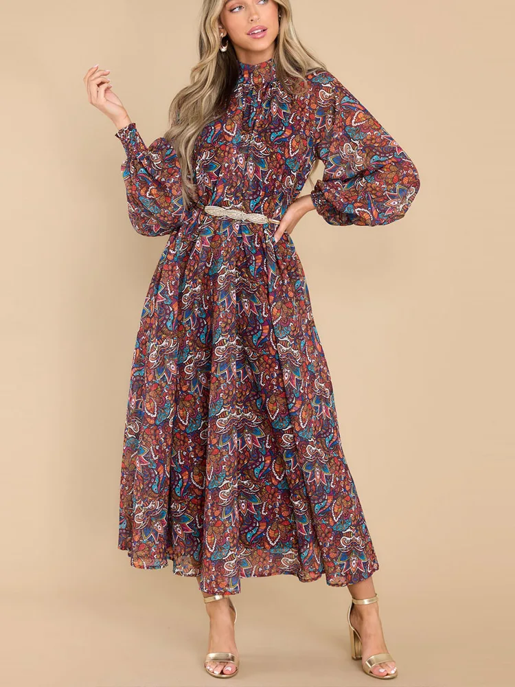 Impresión Floral Casual Largo Maxi Vestidos