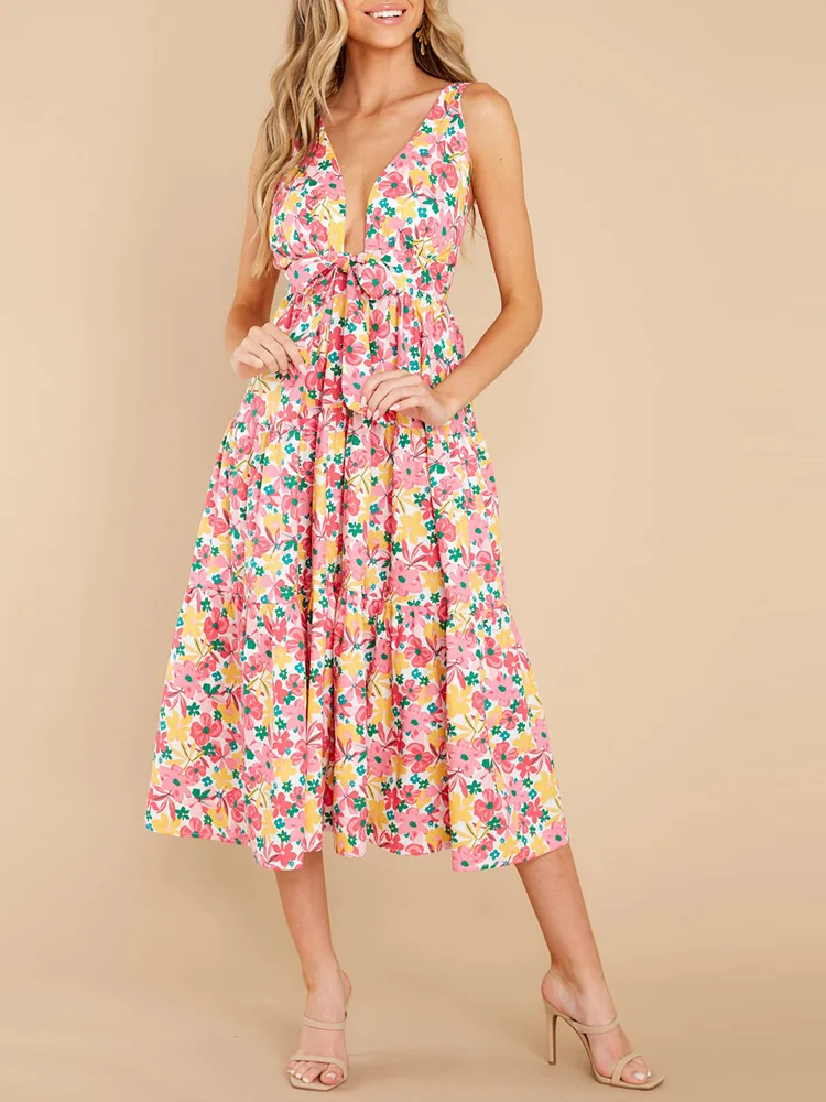 Vestidos casuales bohemios con estampado floral de verano